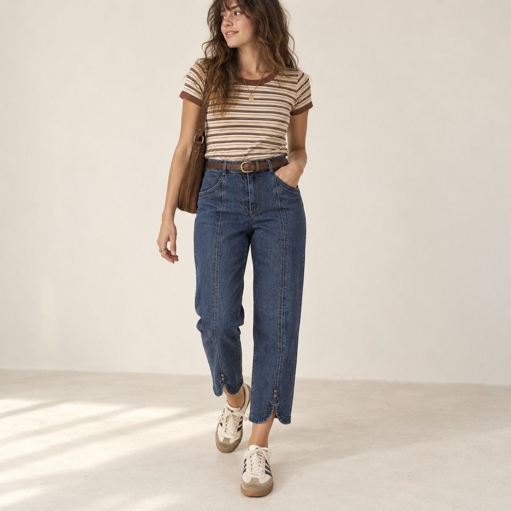 Blue Willis Vintage Utility Cargo Crop Jeans Blue Denim Size 42